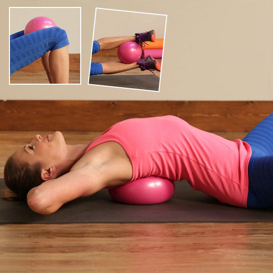 ballon pilates dos genou jambe