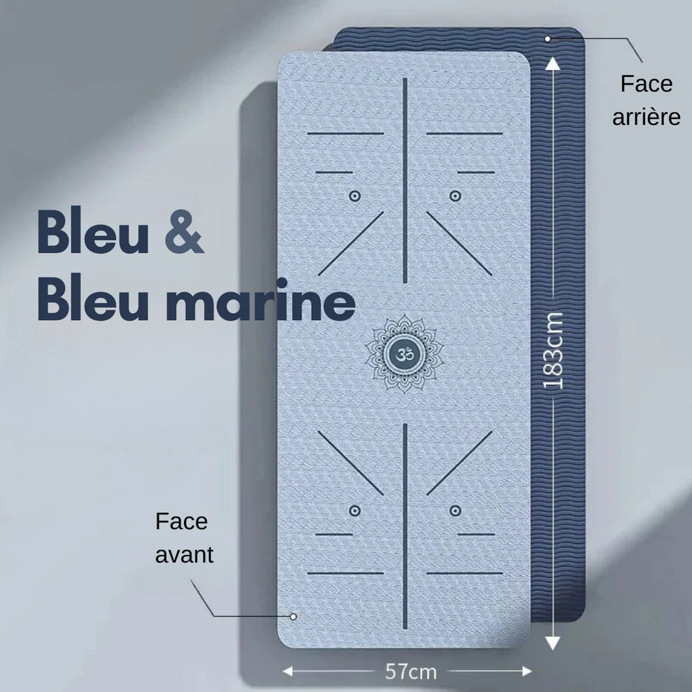 tapis de yoga avant arriere bleu marine