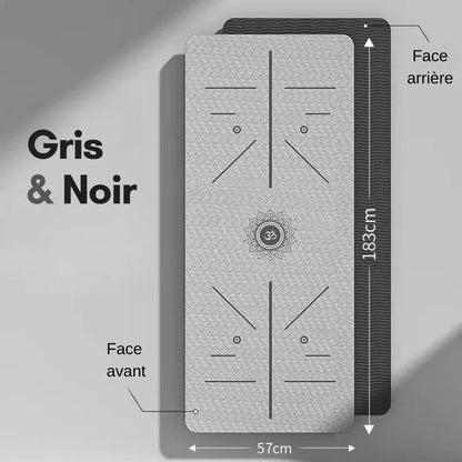 tapis de yoga avant arriere gris noir